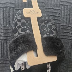 Coach Black Fur-Lined Slip-Ons